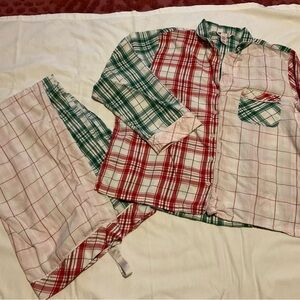 Victoria's Secret Red and Green Plaid Cotton Pajama Set